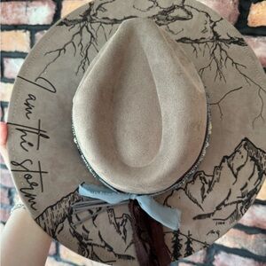 Tan Western Hat with Mountain Design